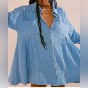 NWOT Free People The Voyager dress gauzy cotton boho oversized Lagenlook size XS